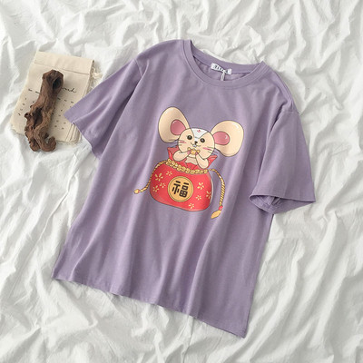 Alkalmi női póló mintával és rövid ujjal