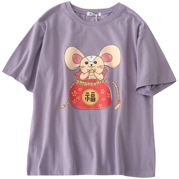 Alkalmi női póló mintával és rövid ujjal