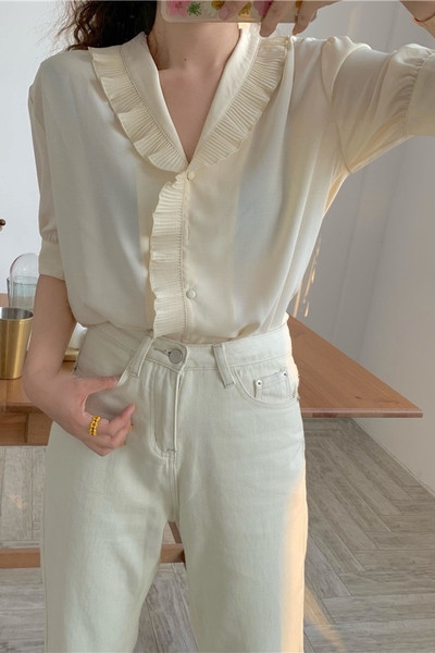 Női ing 3/4-es ujjal és spitz nyakkivágással