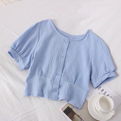 Bluză de damă cu decolteu rotund și mâneci scurte