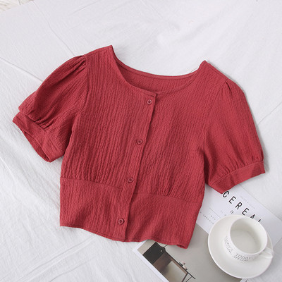 Bluză de damă cu decolteu rotund și mâneci scurte