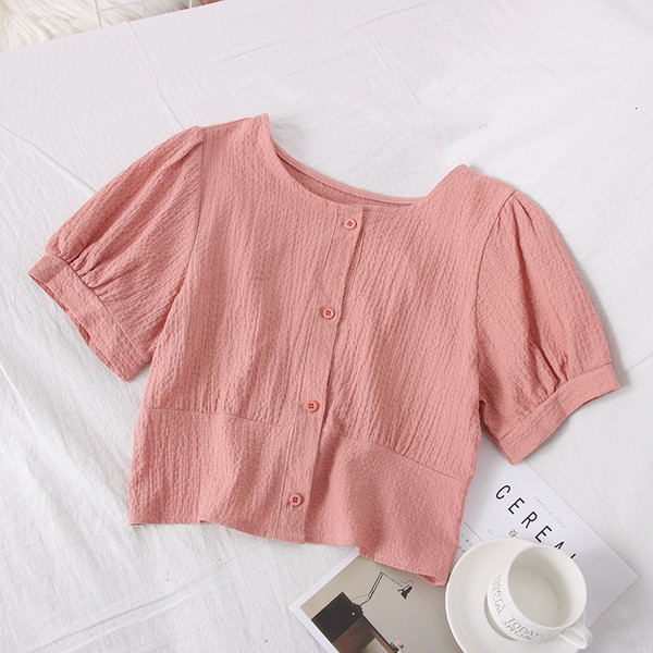 Bluză de damă cu decolteu rotund și mâneci scurte