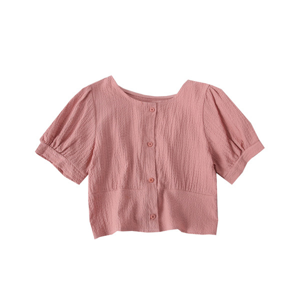 Bluză de damă cu decolteu rotund și mâneci scurte