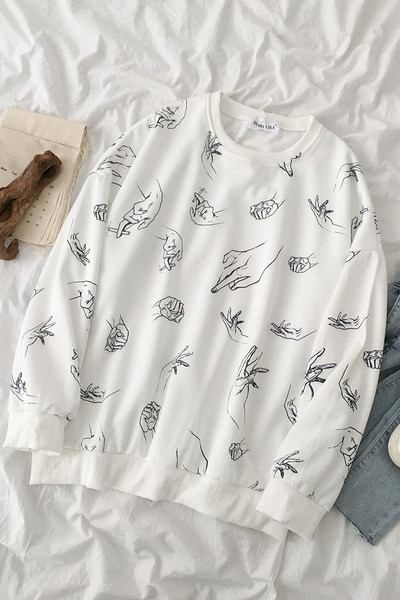 Bluză casual de damă în alb, cu decolteu rotund