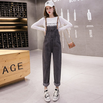 Salopeta casual de dama din denim cu bretele si buzunare