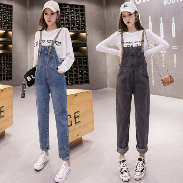 Salopeta casual de dama din denim cu bretele si buzunare