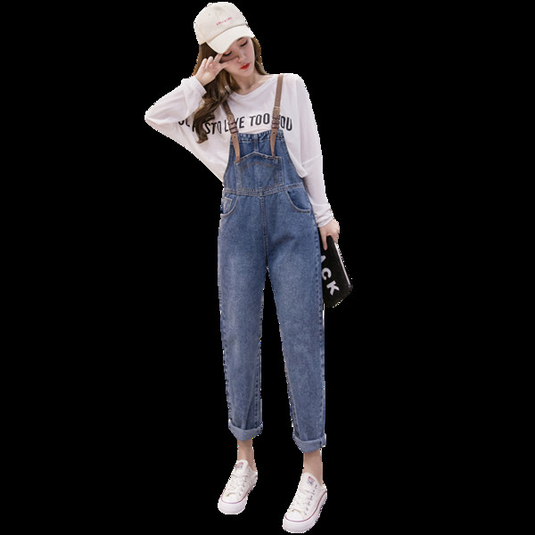 Salopeta casual de dama din denim cu bretele si buzunare