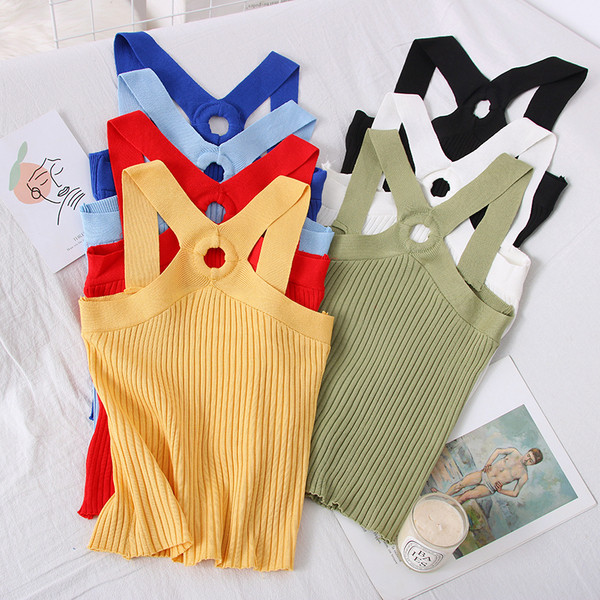 Ležerna ženska majica bez rukava s naramenicama Slim model