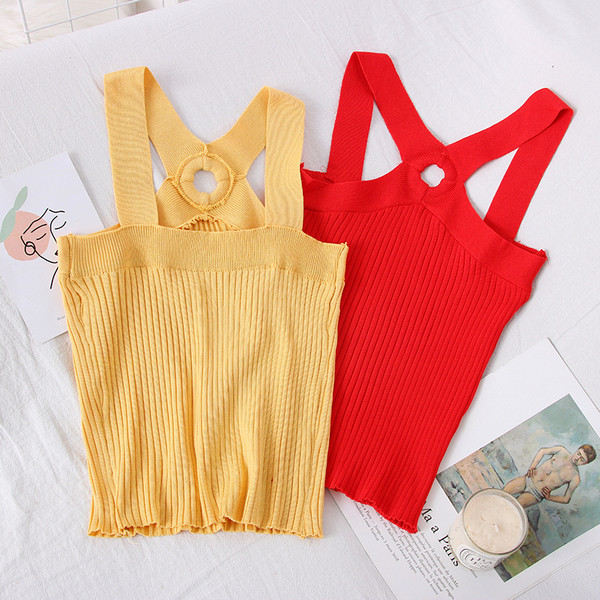 Ležerna ženska majica bez rukava s naramenicama Slim model