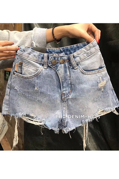 HIT Női farmer rövidnadrág szakadt motívumokkal