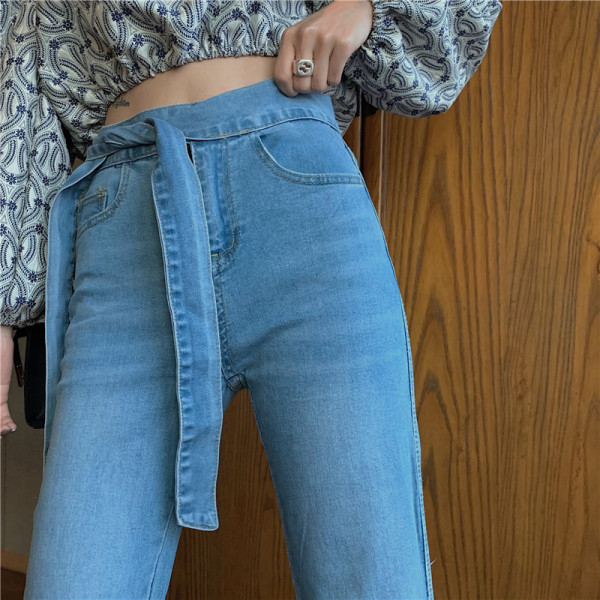 Könnyű Charleston női farmer derékkötővel