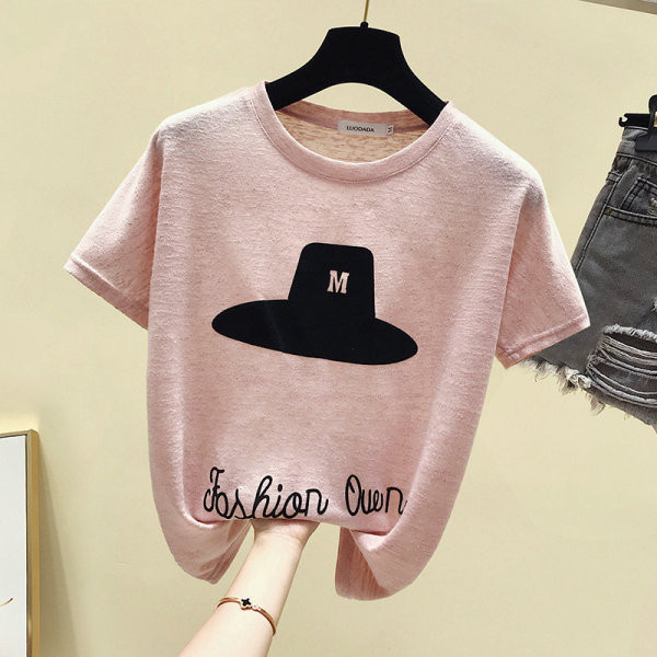 Modern női blúz kerek nyakkivágással és rövid ujjal