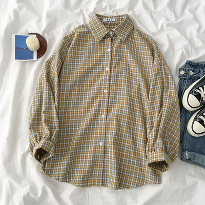 Camasa dama in carouri model lat cu guler clasic