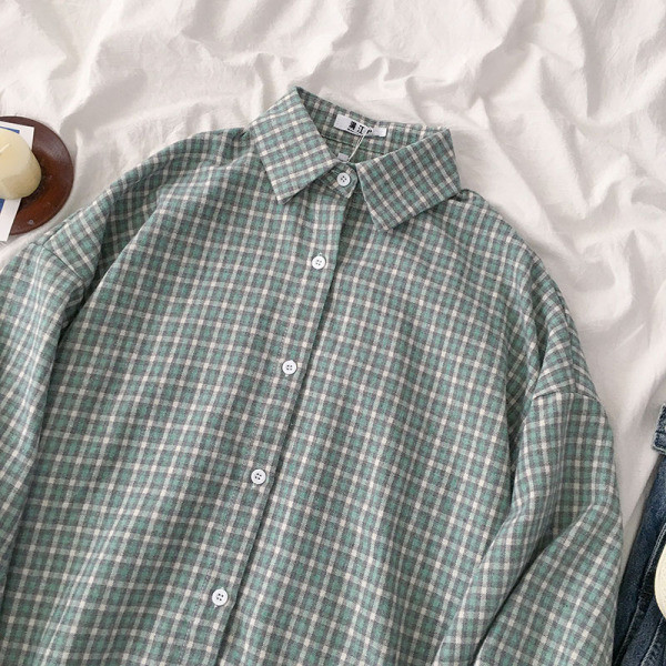 Camasa dama in carouri model lat cu guler clasic