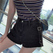 Alkalmi női rövid farmernadrág magas derékkal