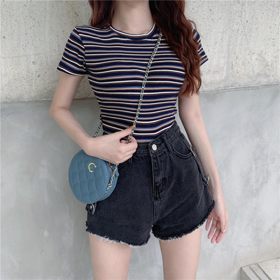 Alkalmi női rövid farmernadrág magas derékkal