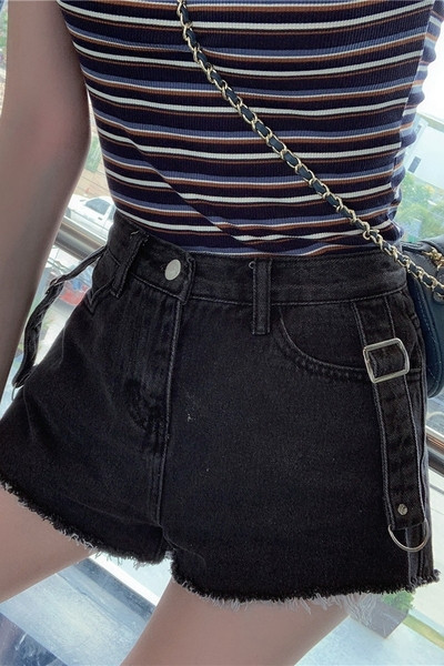 Alkalmi női rövid farmernadrág magas derékkal