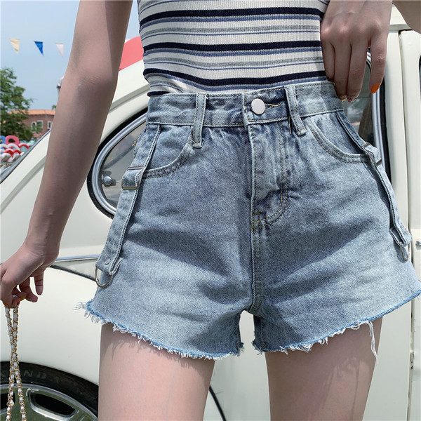 Alkalmi női rövid farmernadrág magas derékkal