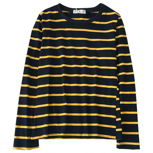 Alkalmi női csíkos blúz kerek nyakkivágással