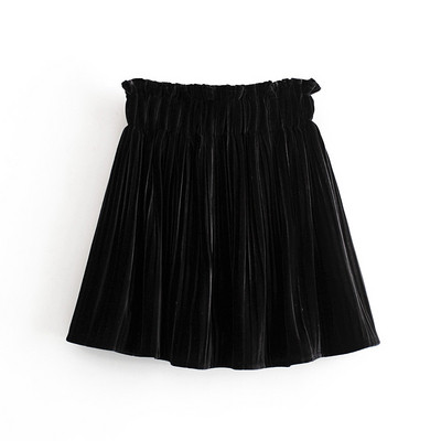 Rövid szabású bársonyszoknya és magas elasztikus derék