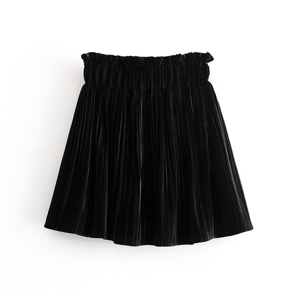 Rövid szabású bársonyszoknya és magas elasztikus derék