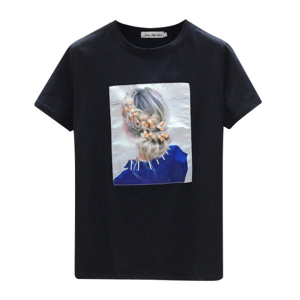 Bluză de damă modernă cu aplicație și paiete