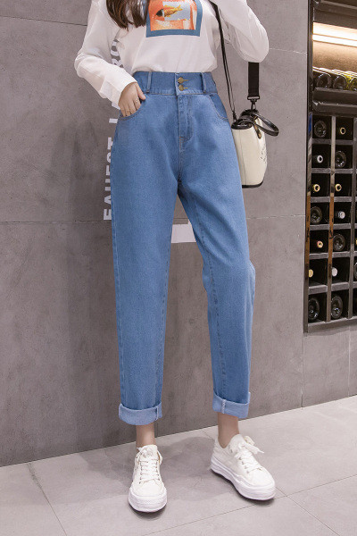 Női tavaszi farmer egyenes modell magas derékkal