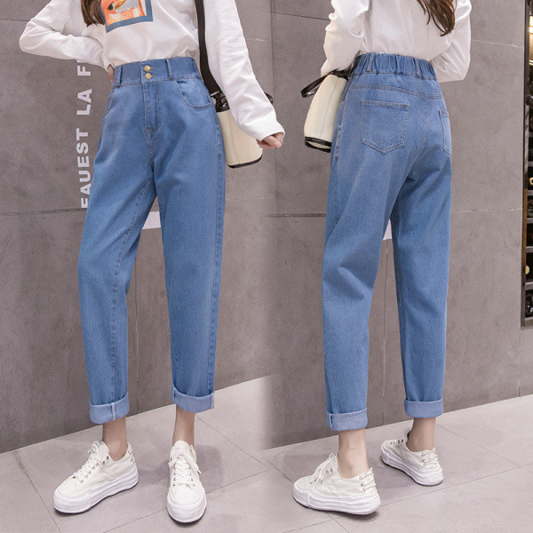 Női tavaszi farmer egyenes modell magas derékkal