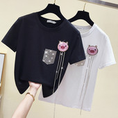 Tricou casual de dama decorat cu pietre si margele