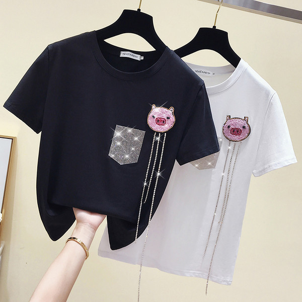 Tricou casual de dama decorat cu pietre si margele