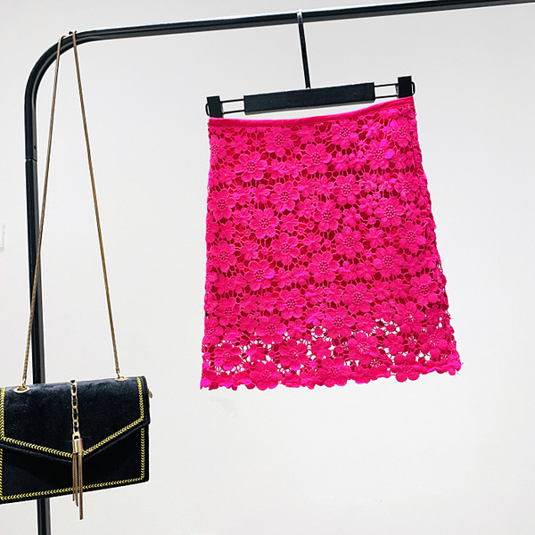 Új modell női rövid szoknya rózsaszín csipkével