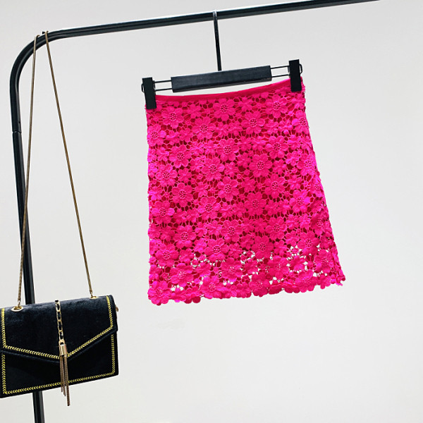 Új modell női rövid szoknya rózsaszín csipkével