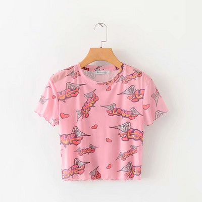 Bluza scurta casual cu imprimeu