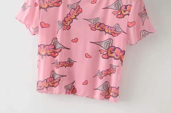 Bluza scurta casual cu imprimeu