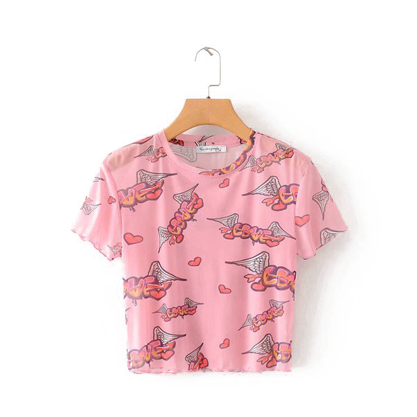 Bluza scurta casual cu imprimeu