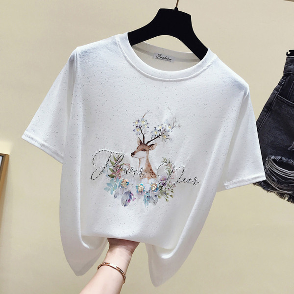 Modern női blúz flitterekkel és mintával