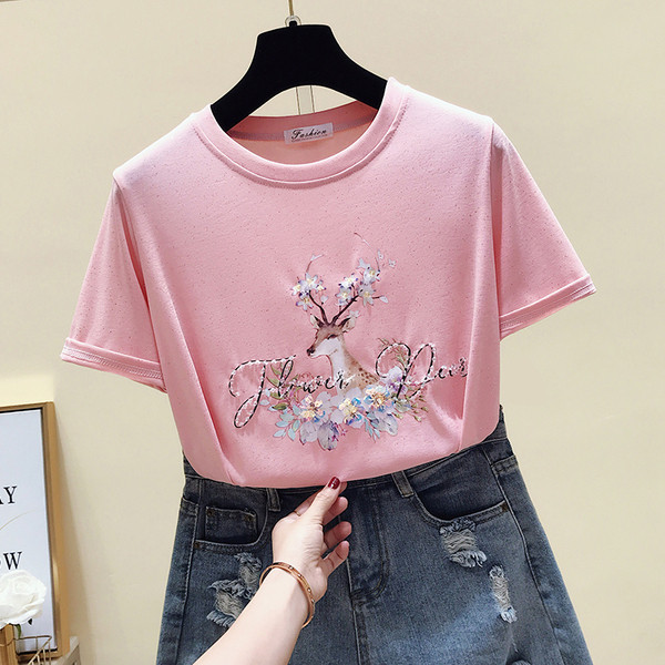 Modern női blúz flitterekkel és mintával