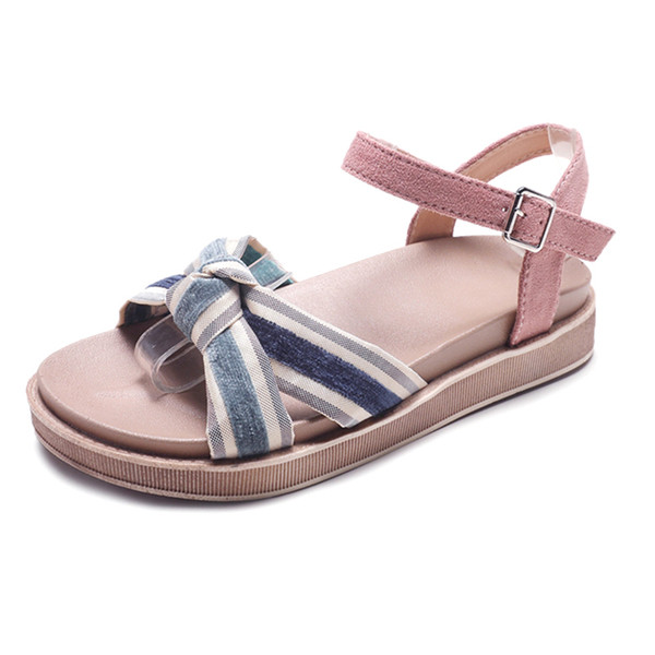 Ležerne ženske sandale s ravnim potplatom i remenčićima u boji