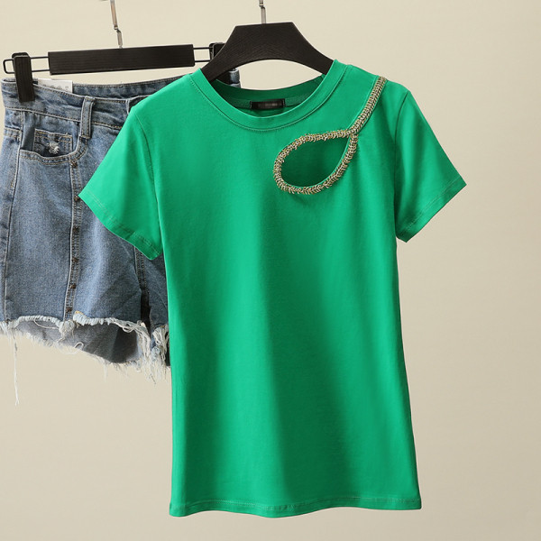 Bluză casual de damă cu decolteu rotund și decupat