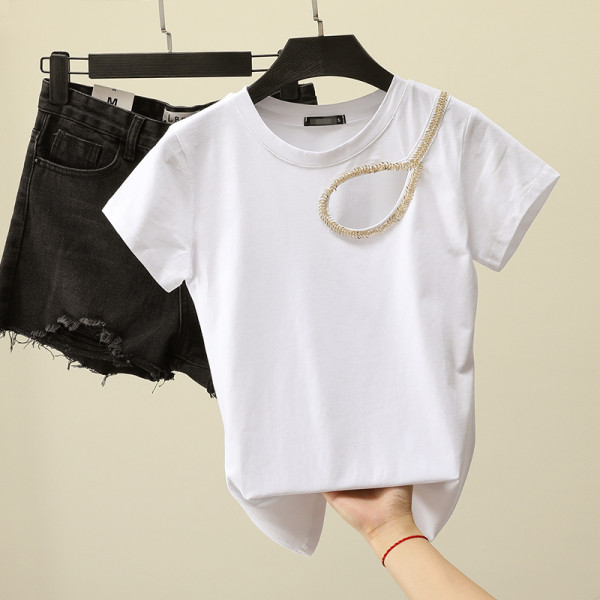 Bluză casual de damă cu decolteu rotund și decupat