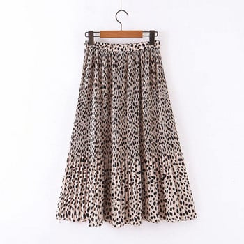 Moderna duga plisirana suknja s leopard uzorkom