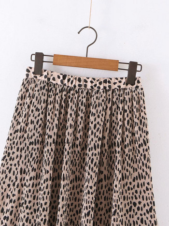 Moderna duga plisirana suknja s leopard uzorkom