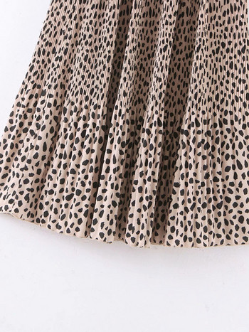 Moderna duga plisirana suknja s leopard uzorkom