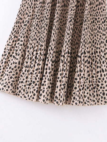 Moderna duga plisirana suknja s leopard uzorkom