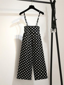 Salopeta de dama moderna cu buline cu bretele subtiri