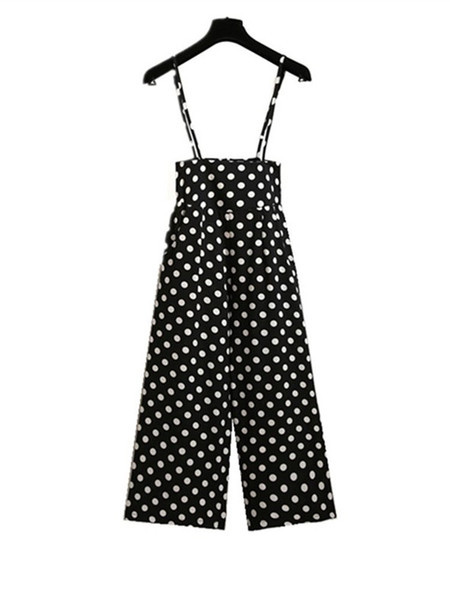 Salopeta de dama moderna cu buline cu bretele subtiri