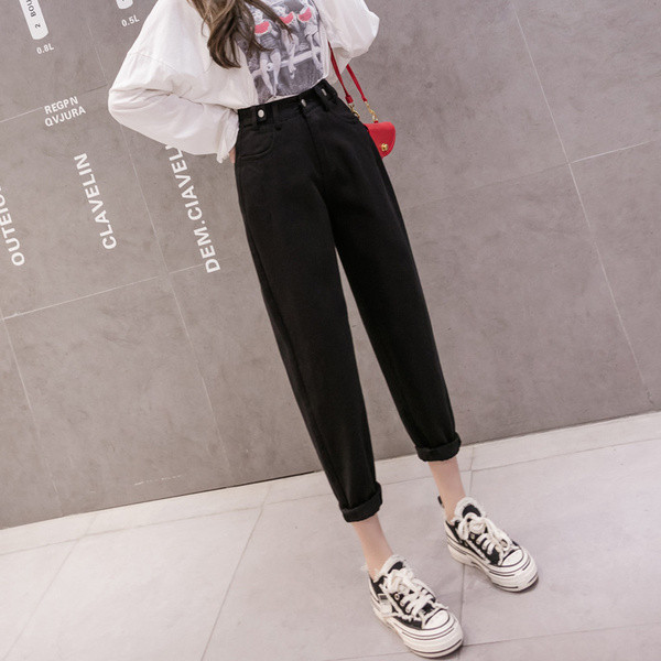 Model nou de blugi de dama cu talie inalta si buzunare - model drept