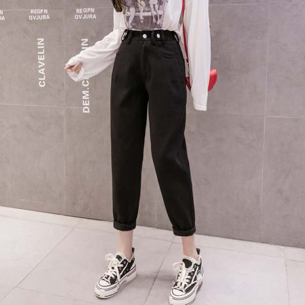 Model nou de blugi de dama cu talie inalta si buzunare - model drept