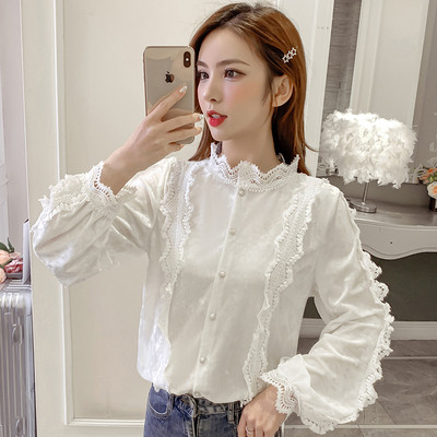 Дамска ежедневна риза от кадифе с дантела