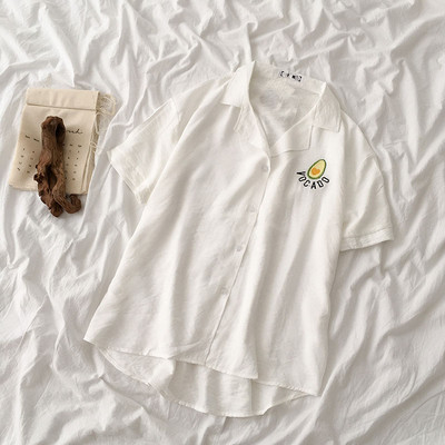 Ежедневна дамска риза с бродерия и къс ръкав